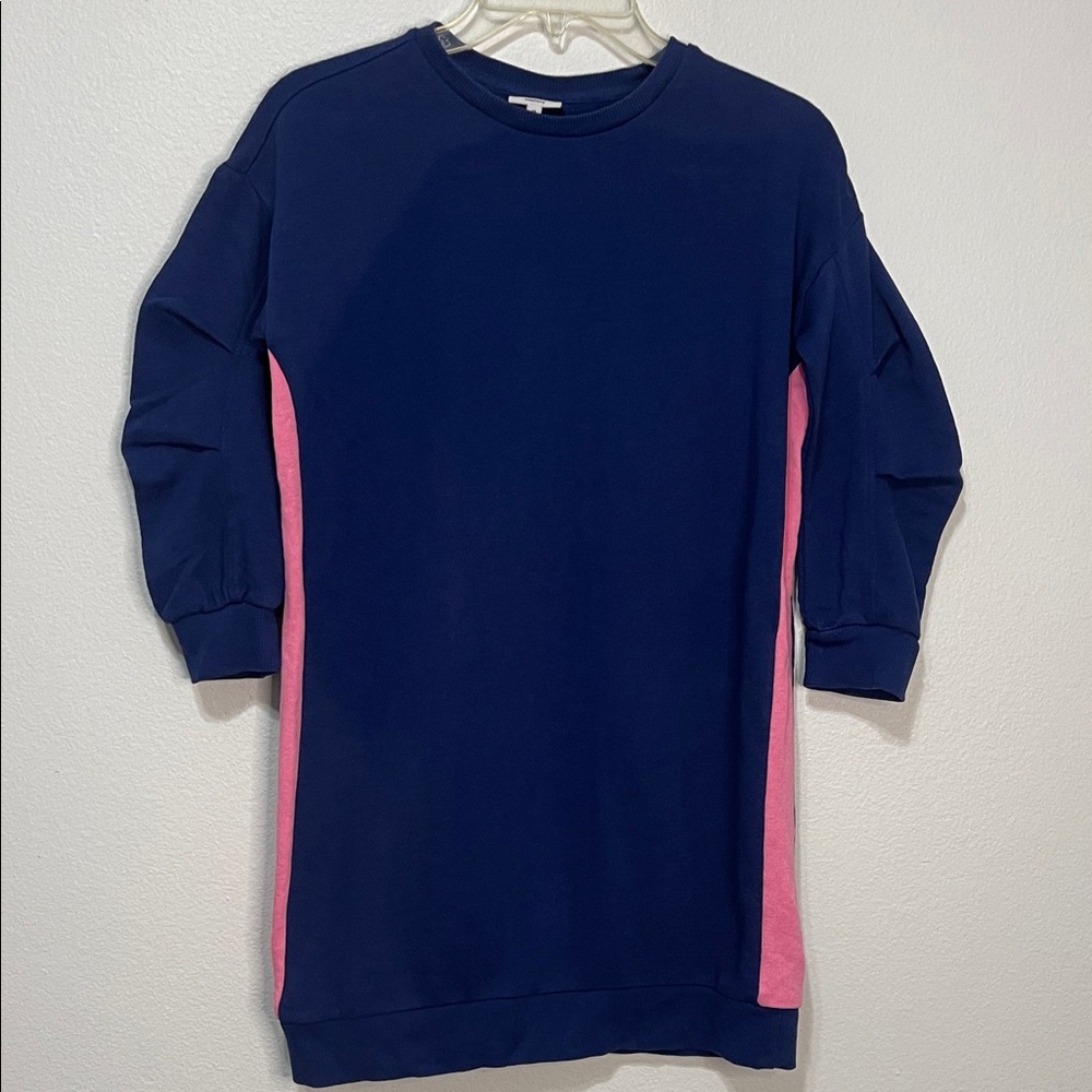 Cabana by crown & ivy Navy and Pink Girls Sweatshirt Dress Size Med PTP 19”-21”